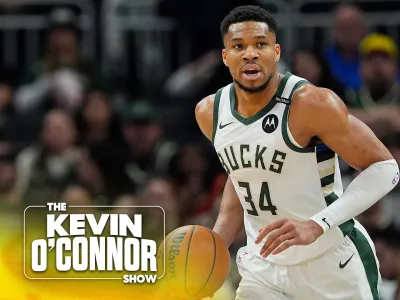 Giannis Antetokounmpo #34 of the Milwaukee Bucks dribbles the ball against the Atlanta Hawks during the first quarter at Fiserv Forum on March 30, 2025 in Milwaukee, Wisconsin. (Photo by Patrick McDermott/Getty Images)