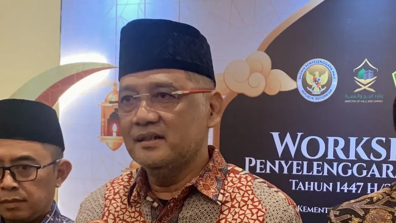 Mochamad Irfan Yusuf atau Gus Irfan di agenda Workshop Penyelenggaraan Haji Tahun 1447 Hijriah atau 2026 Masehi di Hotel Borobudur, Jakarta Pusat, Selasa (5/8/2025).