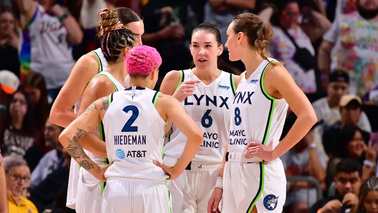 <div>Minnesota Lynx huddle up during the game against the Phoenix Mercury during Game Four of the 2025 WNBA Playoffs semifinals on September 28, 2025 at PHX Arena in Phoenix, Arizona. NOTE TO USER: User expressly acknowledges and agrees that, by downloading and or using this photograph, user is consenting to the terms and conditions of the Getty Images License Agreement. Mandatory Copyright Notice: Copyright 2025 NBAE (Photo by Barry Gossage/NBAE via Getty Images)</div>