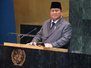 Presiden Indonesia Prabowo Subianto berbicara dalam KTT Perserikatan Bangsa-Bangsa (PBB) tentang Palestina di Markas Besar PBB di New York, Amerika Serikat, Senin (22/9/2025) waktu setempat.
