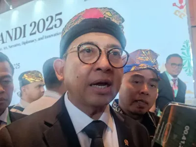 Menteri Kebudayaan Fadli Zon saat mengahadiri acara Chandi di Hotel Meru, Sanur, Kota Denpasar, Bali, pada Rabu (3/8/2025). KOMPAS.com/ Yohanes Valdi Seriang Ginta
