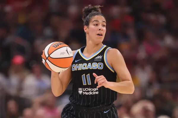 CHICAGO, ILLINOIS - JULY 27: Kia Nurse #11 of the Chicago Sky dribbles up the court against the Indiana Fever during the first half at the United Center on July 27, 2025 in Chicago, Illinois. (Photo by Michael Reaves/Getty Images)