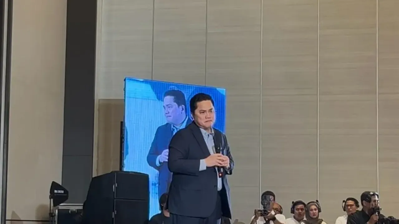 Menteri Pemuda dan Olahraga (Menpora) Erick Thohir saat berpamitan dengan keluarga besar Kementerian BUMN menandai selesai menjabat sebagai Menteri BUMN pada Jumat (19/9/2025).
