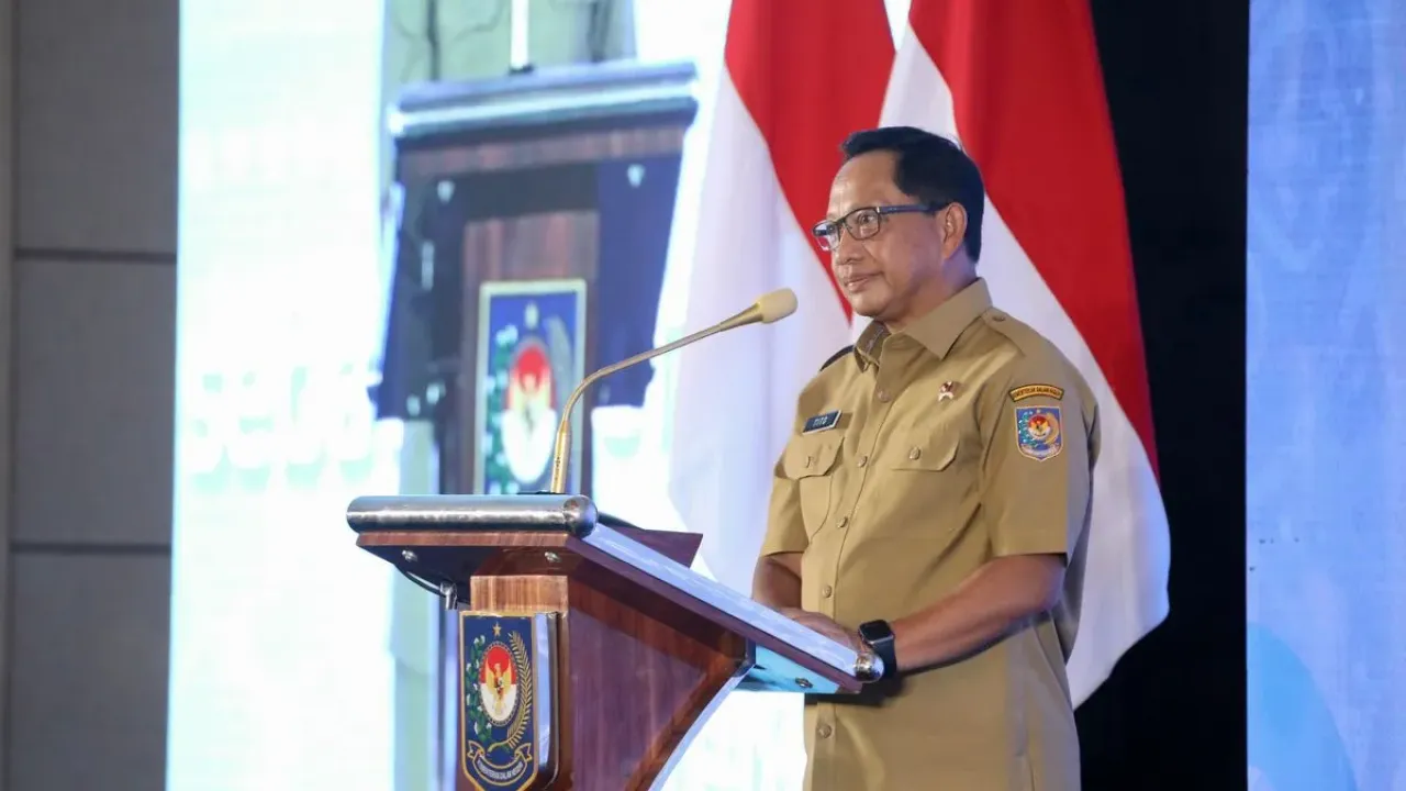 Menteri Dalam Negeri (Mendagri) Muhammad Tito Karnavian dalam Rapat Koordinasi Nasional (Rakornas) Posyandu Tahun 2025 di Mercure Convention Center Ancol, Jakarta, Senin (22/9/2025).