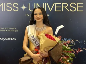 2nd Runner Up Miss Universe Indonesia 2025 Kirana Larasati dalam Grand Final Zetrix Miss Universe Indonesia 2025 di Opus Grand Ballroom, The Tribrata, Jakarta Selatan, Senin (22/9/2025).