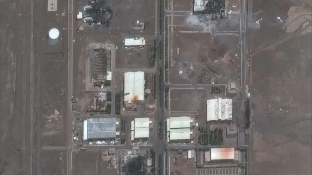A satellite image shows the Natanz nuclear facility after airstrike in Iran in this handout image dated June 14, 2025 (photo credit: MAXAR TECHNOLOGY/HANDOUT VIA REUTERS)