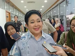 Wakil Ketua Dewan Pembina Partai Gerindra, Titiek Soeharto saat ditemui di Kompleks Parlemen, Senayan, Jakarta, Rabu (24/9/2025).
