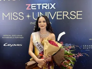 2nd Runner Up Miss Universe Indonesia 2025 Kirana Larasati dalam Grand Final Zetrix Miss Universe Indonesia 2025 di Opus Grand Ballroom, The Tribrata, Jakarta Selatan, Senin (22/9/2025).