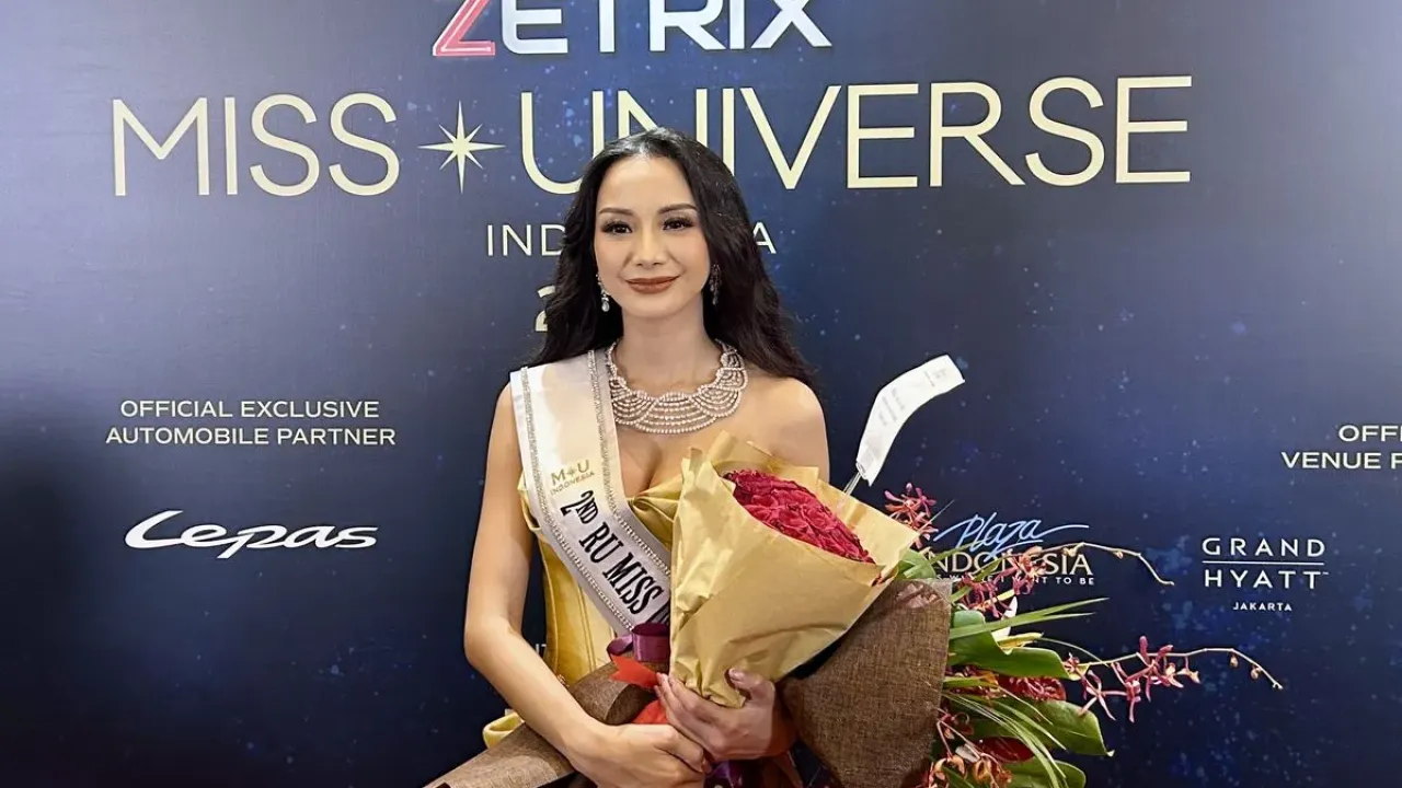 2nd Runner Up Miss Universe Indonesia 2025 Kirana Larasati dalam Grand Final Zetrix Miss Universe Indonesia 2025 di Opus Grand Ballroom, The Tribrata, Jakarta Selatan, Senin (22/9/2025).