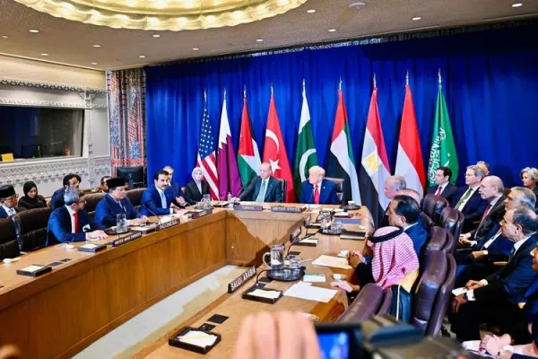 Presiden Republik Indonesia, Prabowo Subianto menghadiri Multilateral Meeting on the Middle East atas undangan Presiden Amerika Serikat, Donald Trump di sela-sela acara Sidang Umum Perserikatan Bangsa-Bangsa (PBB) di Ruang Konsultasi Dewan Keamanan PBB, New York, pada Selasa (23/9/2025).