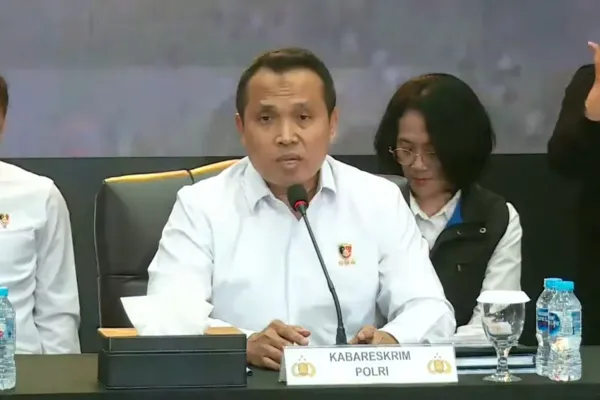 Kepala Badan Reserse Kriminal (Kabareskrim) Polri Komjen Syahar Diantono dalam konferensi pers, Rabu (24/9/2025).