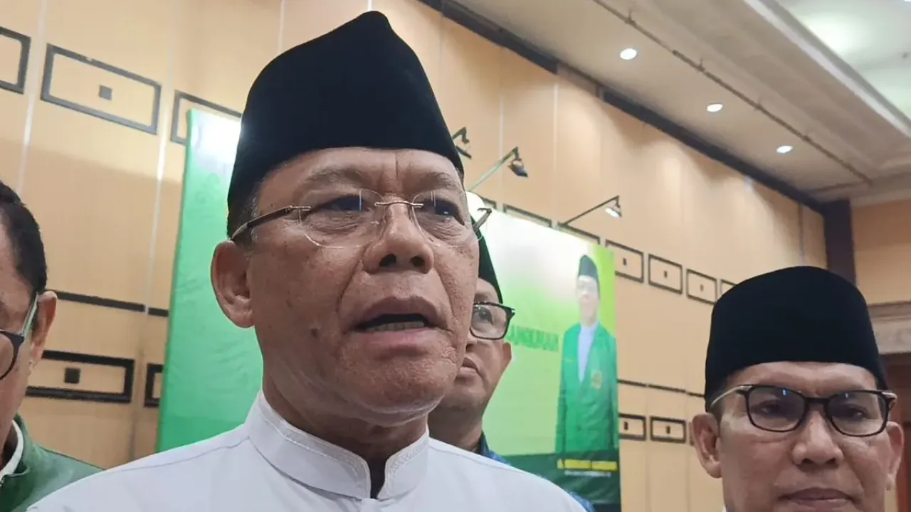 PLT Ketum PPP Mardiono saat ditemui di acara doa bersama menuju Muktamar X di Hotel Grand Boutique Kemayoran, Jakarta, Jumat (26/9/2025).