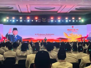 Presiden Prabowo Subianto dalam penutupan Musyawarah Nasional (Munas) PKS di Jakarta Pusat, Senin (29/9/2025). 