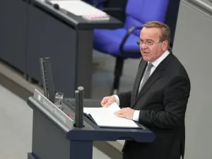 Boris Pistorius, German Minister of Defense, speaks during the general debate on the budget in the German Parliament Bundestag. Michael Kappeler/dpa