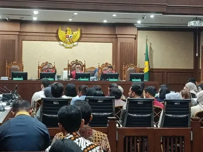 Sidang kasus dugaan korupsi investasi fiktif PT Taspen di Pengadilan Tipikor pada Pengadilan Negeri Jakarta Pusat, Senin (25/8/2025). 
