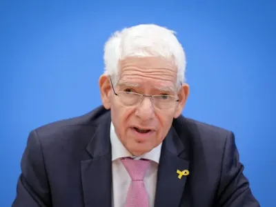 Josef Schuster, President of the Central Council of Jews in Germany, speaks during a press conference on the research project &#x00201c;Anti-Semitism in Germany &#x002013; Effects of October 7, 2023&#x00201d;. Soeren Stache/dpa