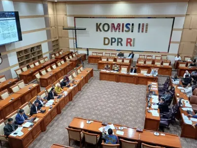 Ketua Perhimpunan Bantuan Hukum dan Hak Asasi Manusia Indonesia (PBHI) Julius Ibrani dalam rapat dengar pendapat umum (RDPU) terkait Revisi KUHAP di Komisi III DPR RI, Jakarta, Senin (24/3/2025). Revisi KUHAP, Apa Saja Pasal yang Bakal Diubah?
