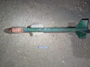 A rocket recovered in Tulkarm by the IDF on Tuesday, September 23, 2025. (photo credit: IDF SPOKESMAN’S UNIT)