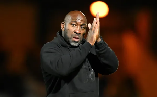 Darren Moore claps the Port Vale fans after the game