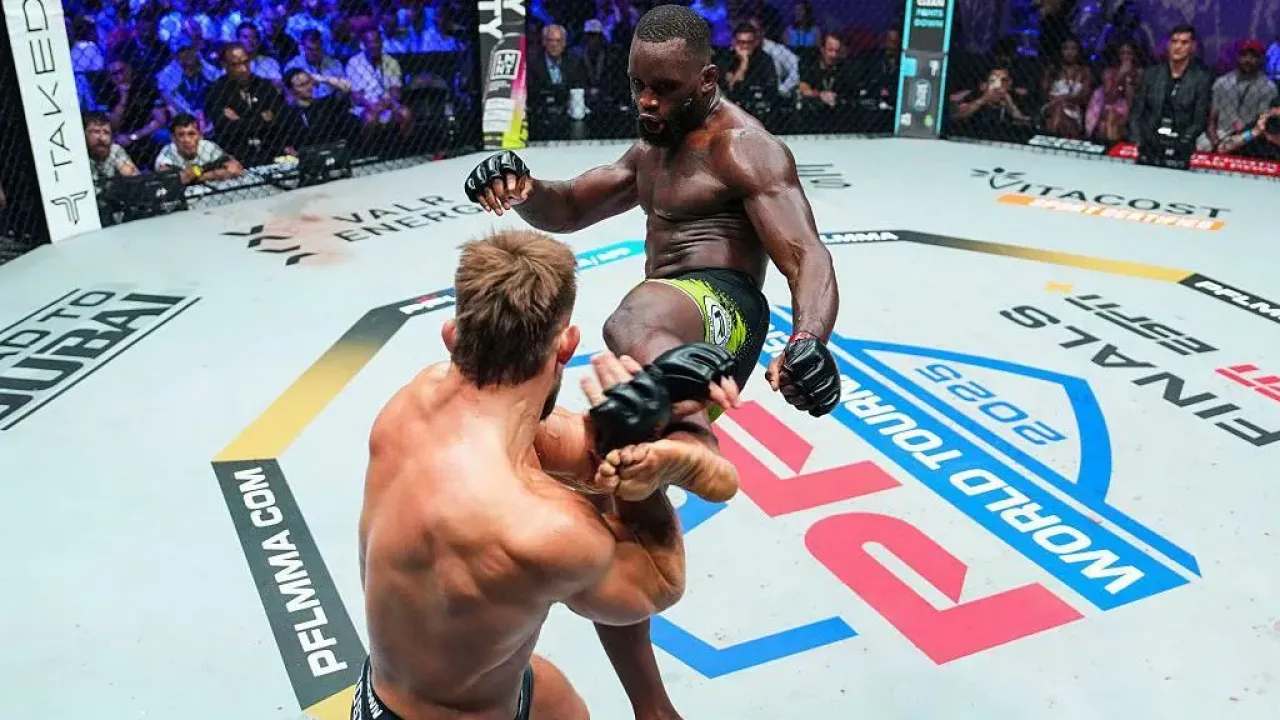 Fabian Edwards aims a kick at Dalton Rosa