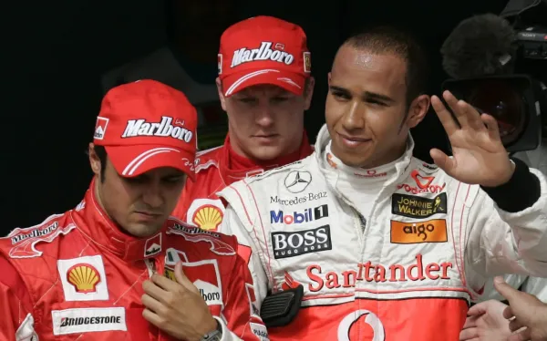 Felipe Massa, Lewis Hamilton and Kimi Raikkonen in 2007