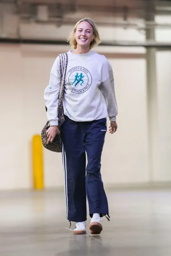 Indiana Fever guard Sophie Cunningham arrives before Game 2 of a WNBA playoff matchup.