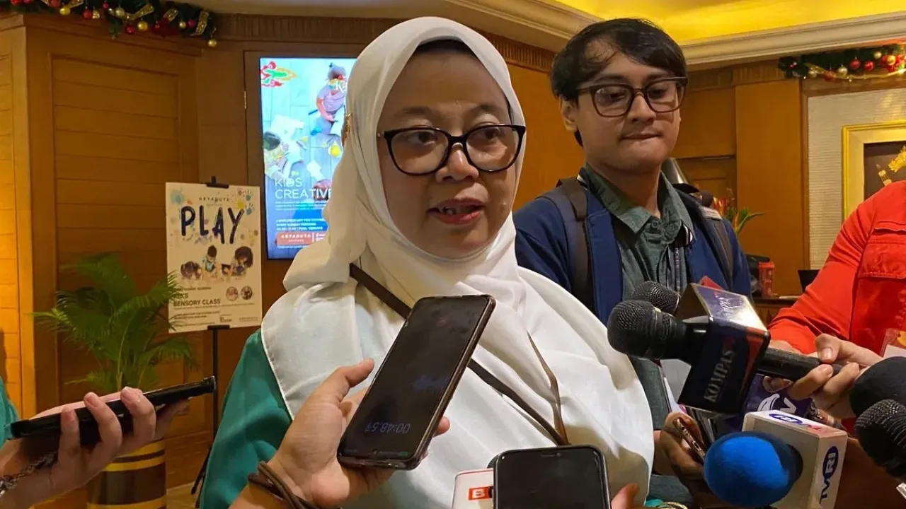 Ketua Umum PP Fatayat Nahdlatul Ulama Margaret Aliyatul Maimunah saat ditemui dalam acara Konferensi Besar Fatayat NU 2024, Jumat (13/12/2024).