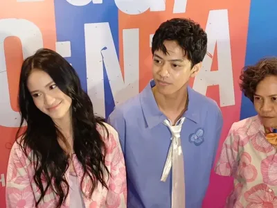 Leya Princy (kiri), El Putra Sarira (tengah) dan Mira Lesmana (kanan) saat ditemui di XXI Epicentrum Kuningan, Jakarta Pusat, Senin (29/9/2025).