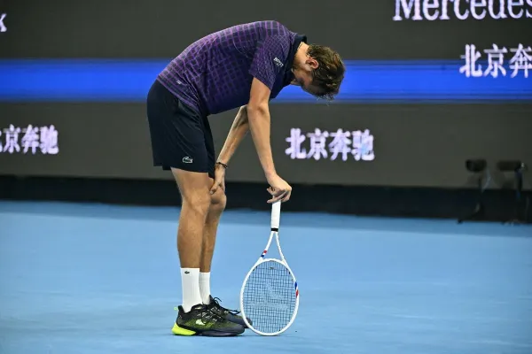 Medvedev could barely walk as he was given a warning for lack of effort (AFP via Getty Images)