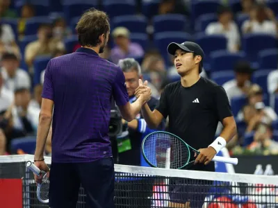 Medvedev eventually quit the match against Tien after his mobility was limited (REUTERS)