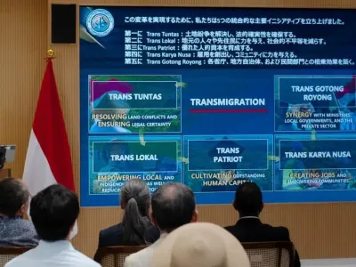 Menteri Transmigrasi (Mentrans) M Iftitah Sulaiman Suryanagara dalam Business Forum di Osaka Expo, Jepang, Senin (29/9/2025).