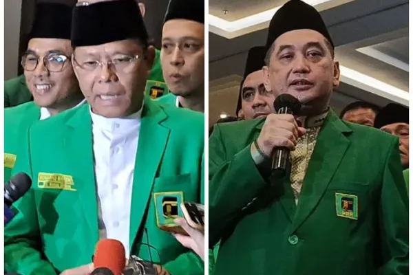 Muhammad Mardiono (kiri) dan Agus Suparmanto (kanan). Keduanya diklaim terpilih secara aklamasi jadi Ketua Umum PPP periode 2025-2030.