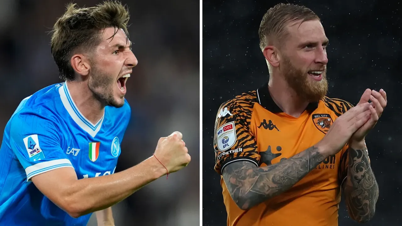Napoli&#39;s Billy Gilmour and Hull City&#39;s Oli McBurnie