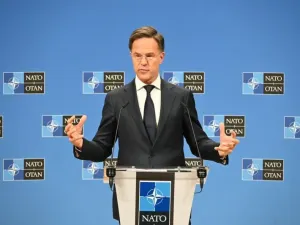 Nato Secretary General Mark Rutte speaks during a press conference at Nato headquarters. Anna Ross/dpa
