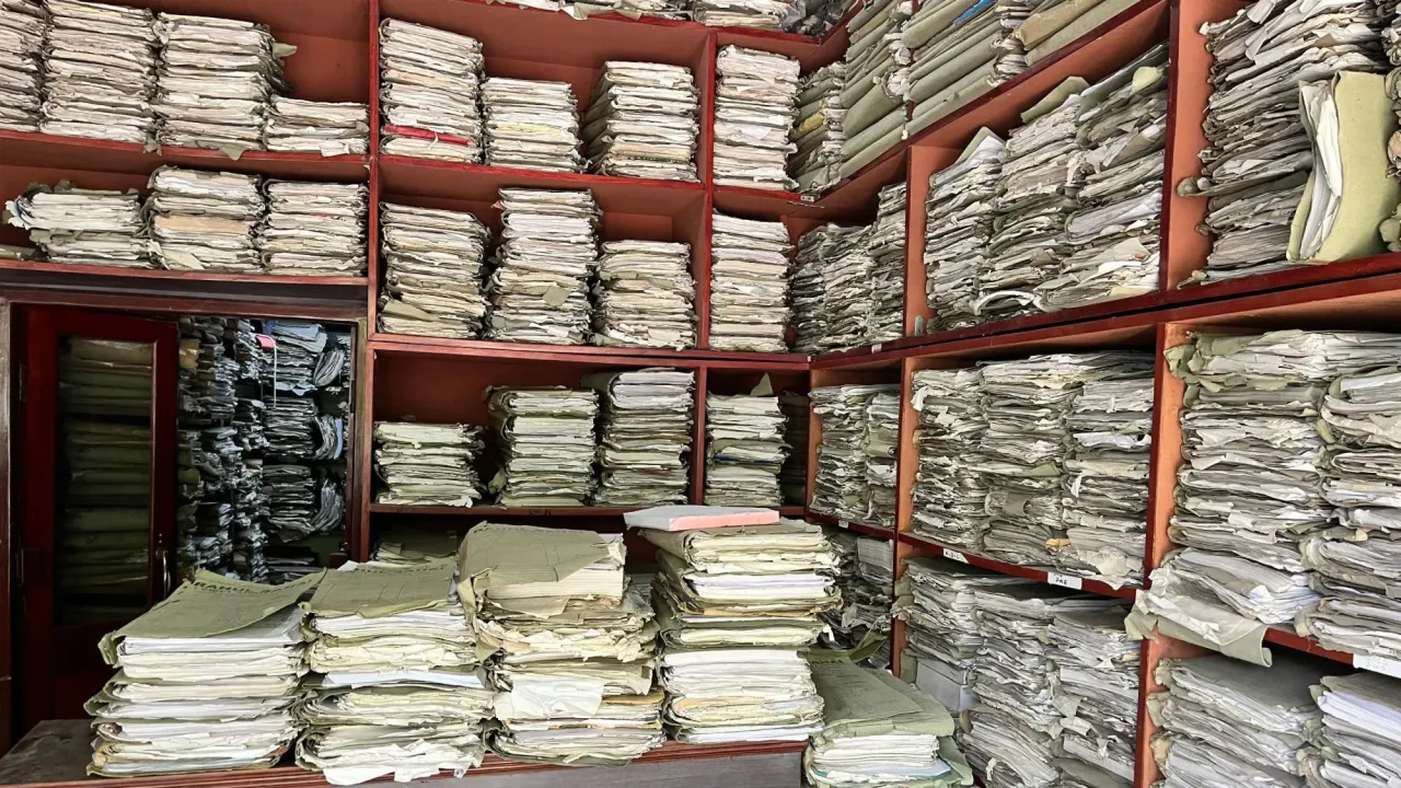 Old and new files stacked in a room at the Allahabad high court 