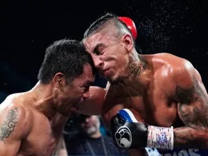 Pacquaio during his draw with Mario Barrios (Copyright 2025 The Associated Press. All rights reserved.)