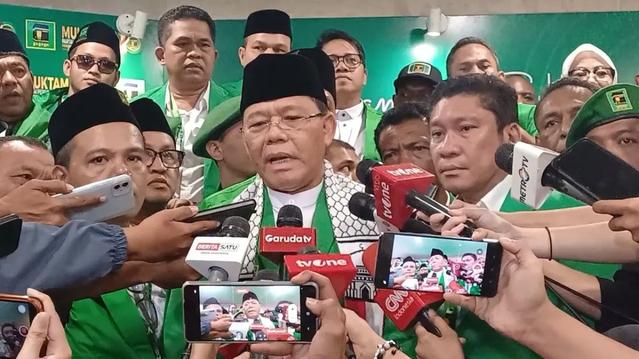 Plt Ketua Umum PPP, Muhammad Mardiono saat ditemui awak media di Mercure Convention Center Ancol, Jakarta Utara, Sabtu (27/9/2025).