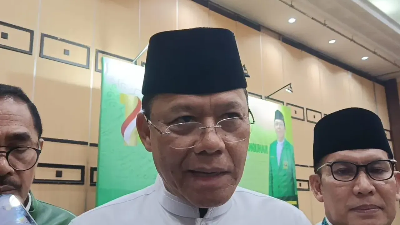 Plt Ketum PPP Mardiono saat ditemui di acara doa bersama menuju Muktamar X di Hotel Grand Boutique Kemayoran, Jakarta, Jumat (26/9/2025).
