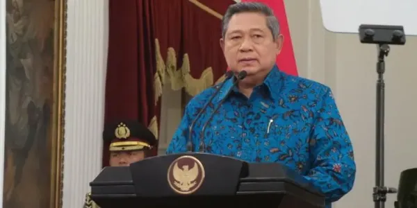 Presiden Keenam RI, Susilo Bambang Yudhoyono dalam sebuah acara di Istana Presiden Jakarta.