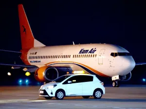 SERGEI GAPON/AFP via Getty Kam Air passenger plane in Afghanistan on Aug. 23, 2021