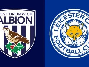 Side-by-side of West Bromwich Albion and Leicester City club badges