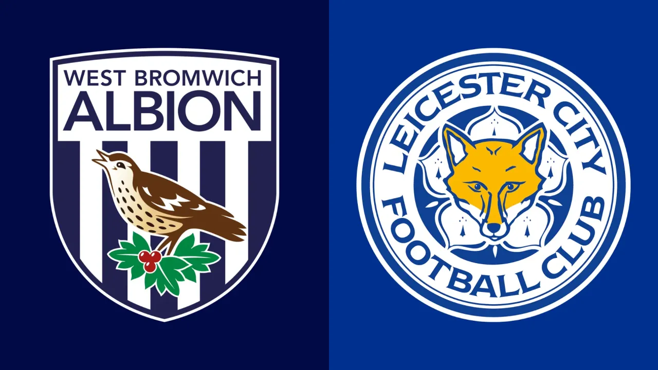 Side-by-side of West Bromwich Albion and Leicester City club badges