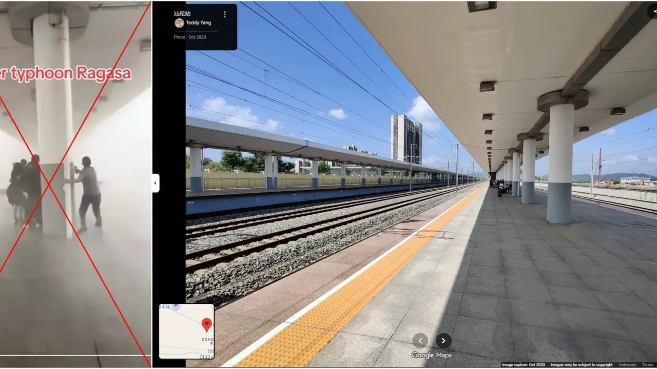 <span>Screenshot comparison of the false post (L) and a picture from Google Maps</span>