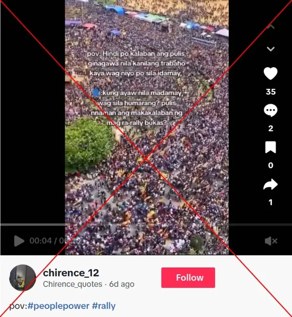 <span>Screenshot of the false TikTok video captured on September 28, 2025, with a red X added by AFP</span>