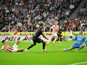 Stuttgart's German defender Josha Vagnoman sent his side to a late victory over Cologne (INA FASSBENDER)