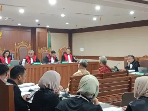Suasana sidang lanjutan kasus Asuransi Jiwasraya terdakwa Isa Rachmatarwata di Pengadilan Tipikor pada Pengadilan Negeri Jakarta Pusat, Selasa (2/9/2025). 