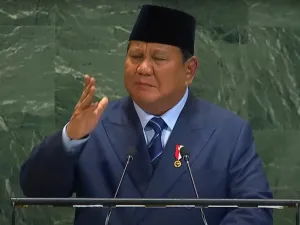 Tangkapan layar video Presiden Indonesia Prabowo Subianto saat berpidato di Sidang Umum ke-80 PBB di New York, Amerika Serikat, Selasa (23/9/2025).