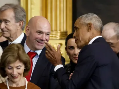 UFC president Dana White (left) with former US president Barack Obama (Getty Images)