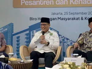 Wakil Menteri Agama (Wamenag) Republik Indonesia, Muhammad Syafi'i dalam acara Diskusi Media di Antara Heritage, Jakarta Pusat, Kamis (25/9/2025).