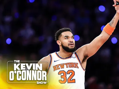 Karl-Anthony Towns #32 of the New York Knicks celebrates a basket against the Indiana Pacers during the second quarter in Game One of the Eastern Conference Finals of the 2025 NBA Playoffs at Madison Square Garden.  (Photo by Sarah Stier/Getty Images)